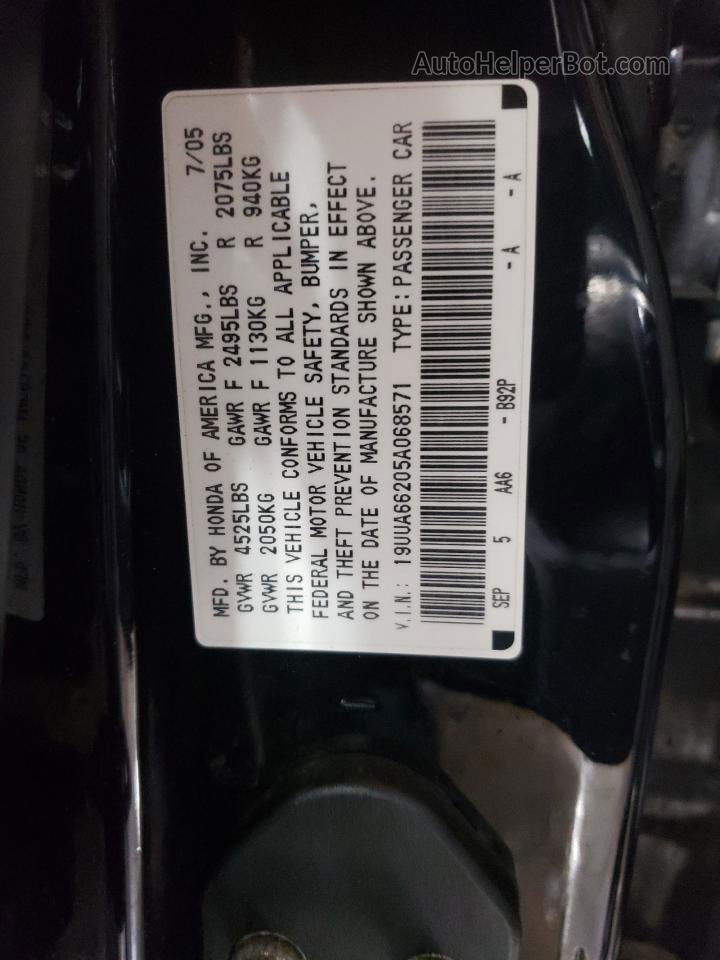 2005 Acura Tl  Черный vin: 19UUA66205A068571