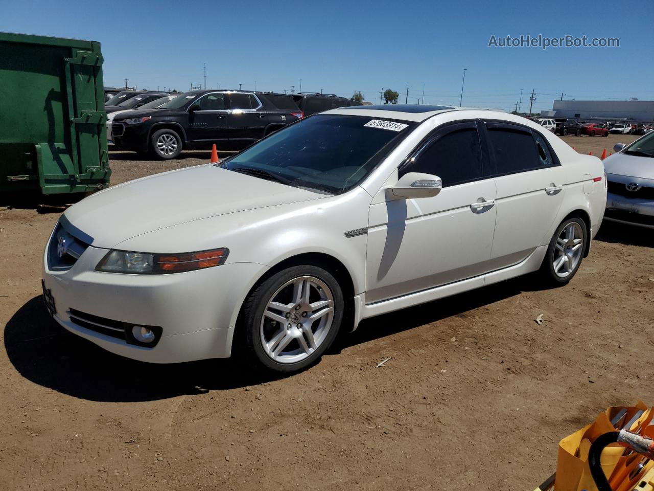 2008 Acura Tl  White vin: 19UUA66208A028477