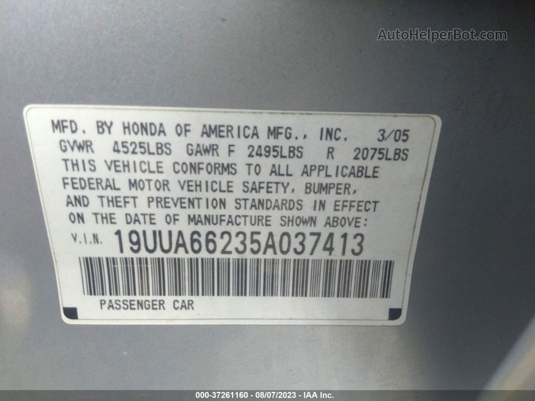 2005 Acura Tl   Серебряный vin: 19UUA66235A037413