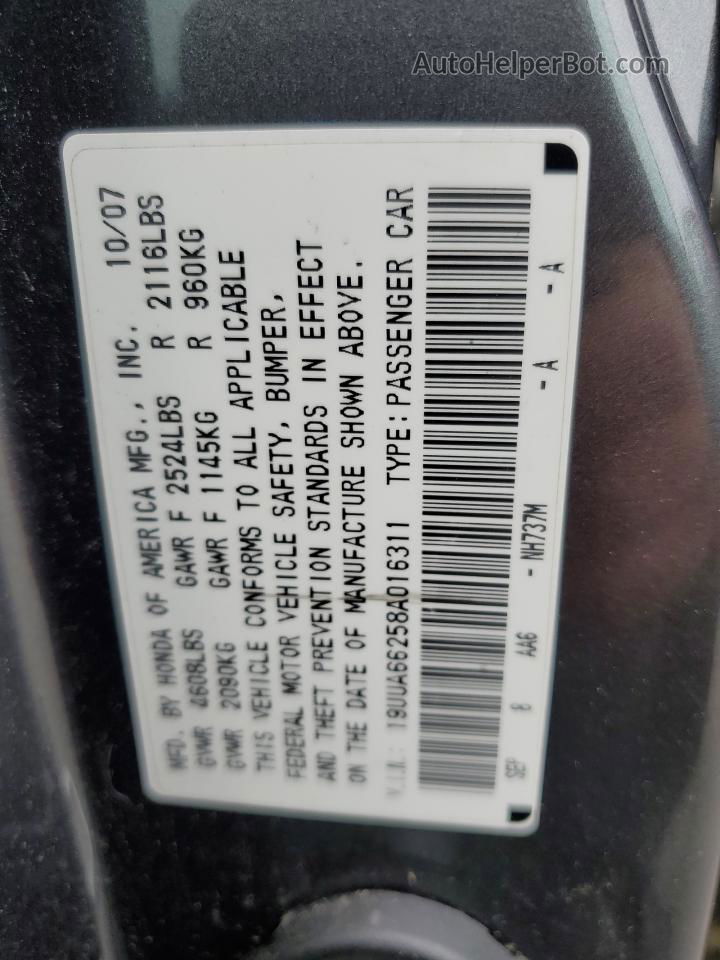 2008 Acura Tl  Угольный vin: 19UUA66258A016311