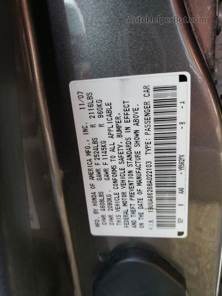 2008 Acura Tl  Угольный vin: 19UUA66268A022103