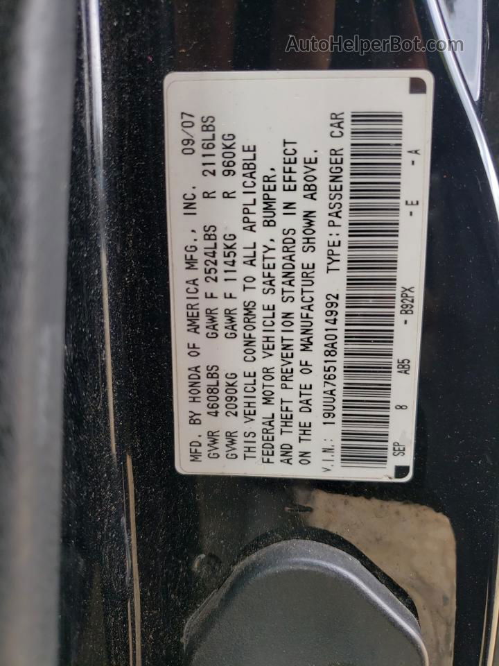 2008 Acura Tl Type S Черный vin: 19UUA76518A014992