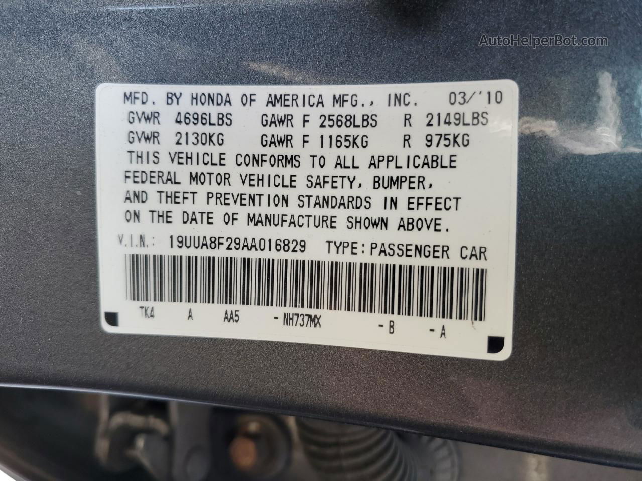 2010 Acura Tl  Gray vin: 19UUA8F29AA016829