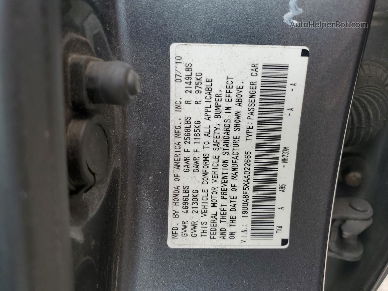 2010 Acura Tl  Серый vin: 19UUA8F5XAA022665