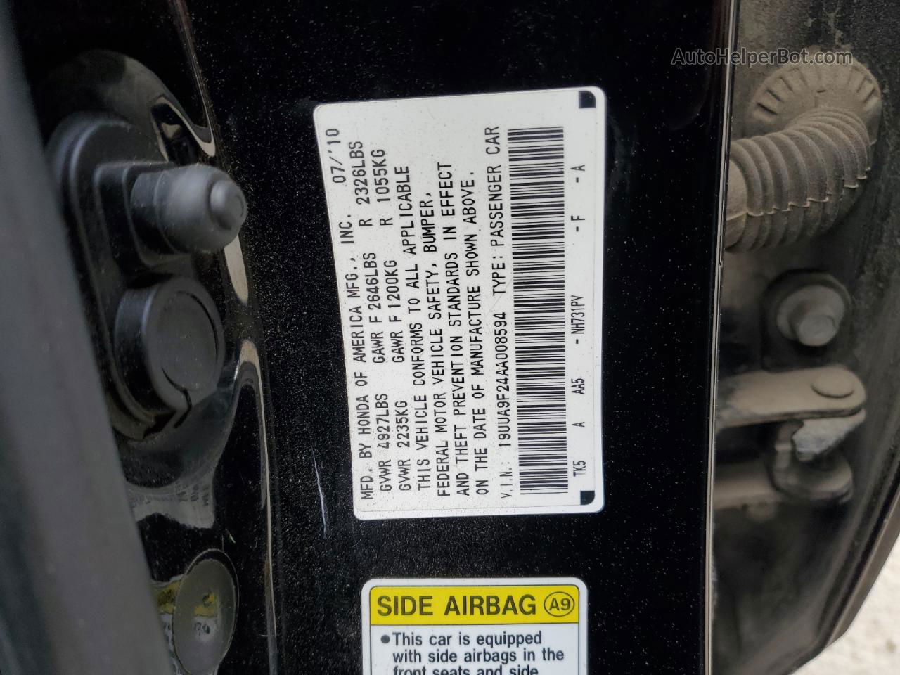 2010 Acura Tl  Black vin: 19UUA9F24AA008594