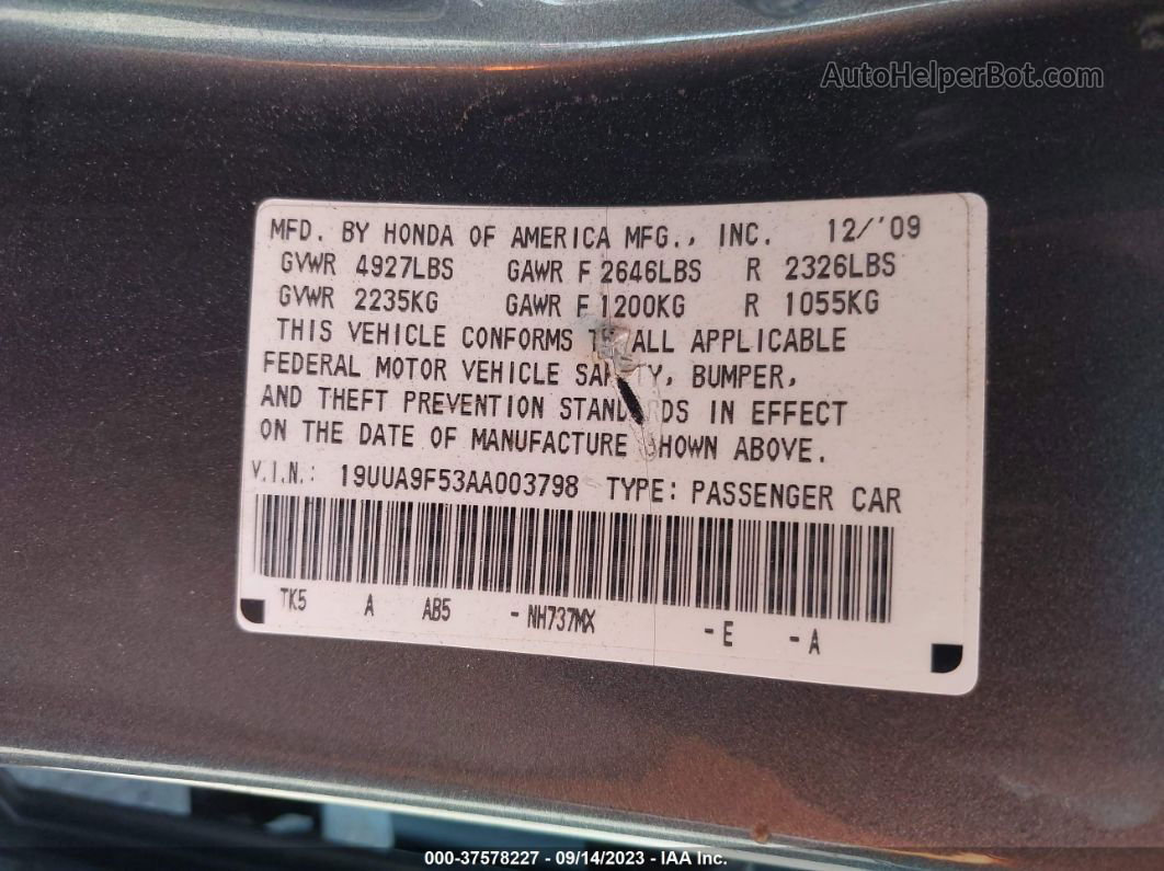 2010 Acura Tl Tech Gray vin: 19UUA9F53AA003798