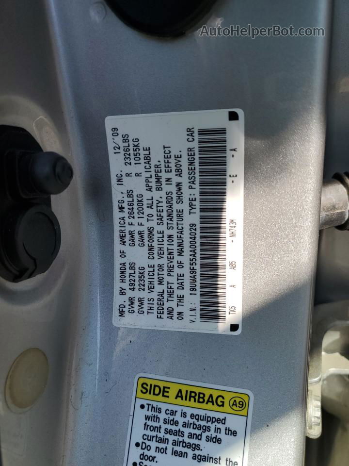 2010 Acura Tl  Silver vin: 19UUA9F55AA004029