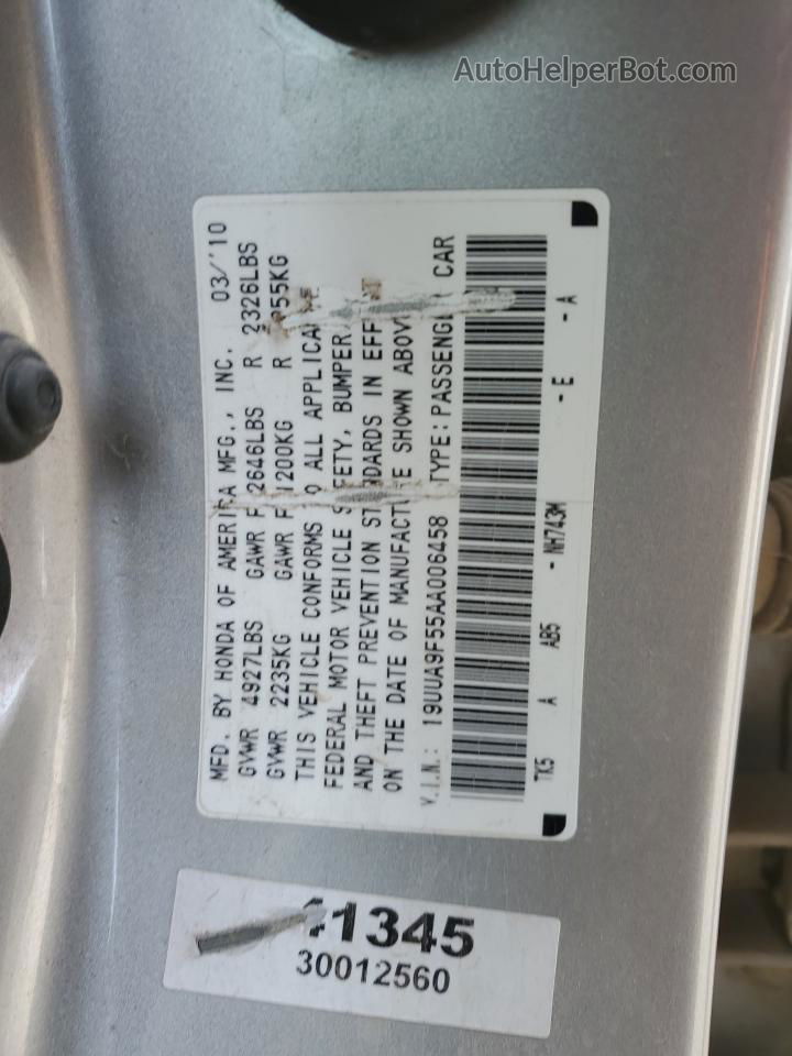 2010 Acura Tl  Серебряный vin: 19UUA9F55AA006458