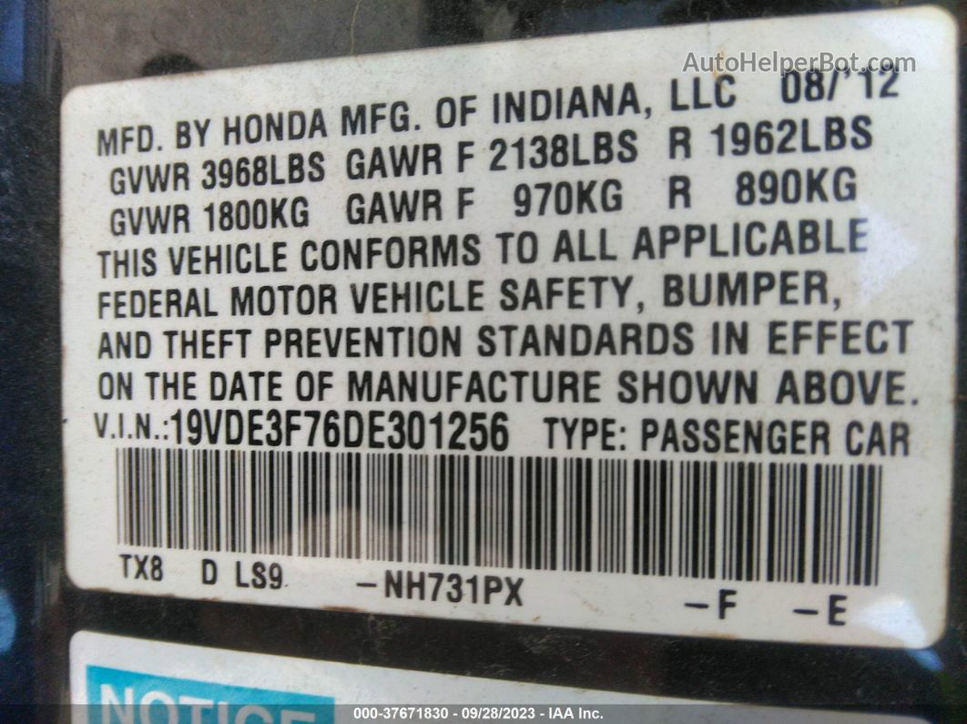 2013 Acura Ilx Hybrid 1.5l Black vin: 19VDE3F76DE301256