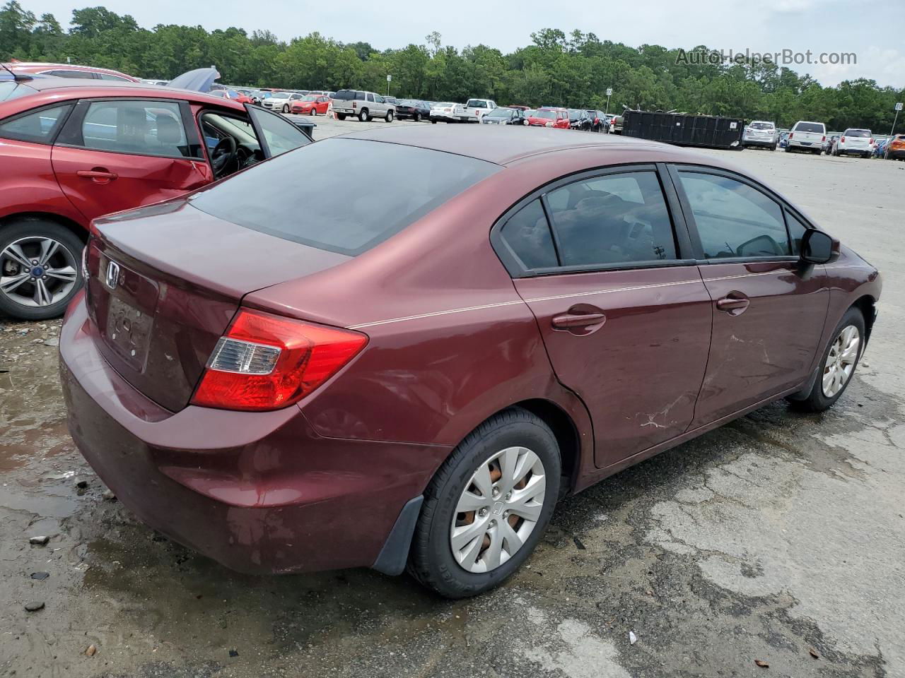 2012 Honda Civic Lx Burgundy vin: 19XFB2E54CE002480