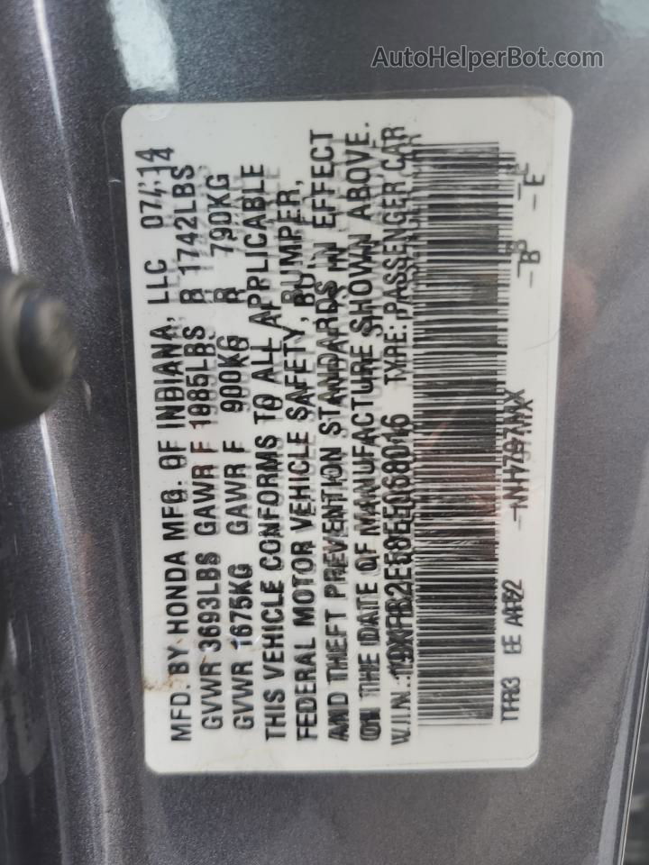 2014 Honda Civic Lx Gray vin: 19XFB2E58EE068016