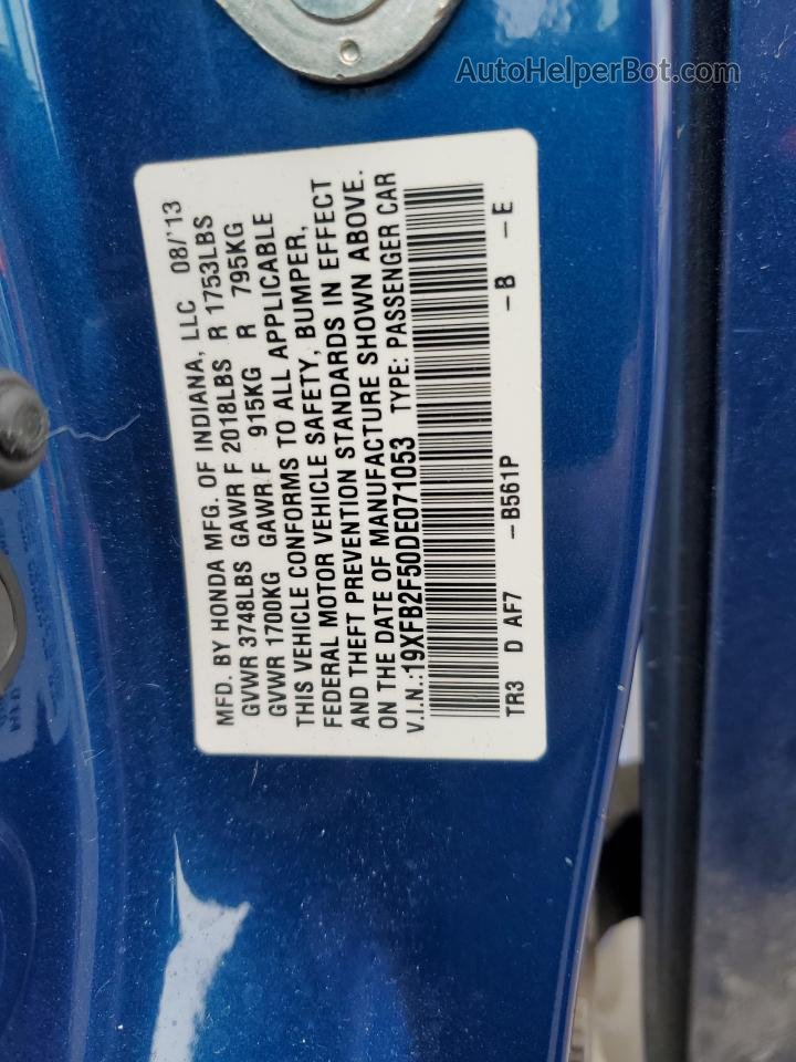 2013 Honda Civic Lx Blue vin: 19XFB2F50DE071053