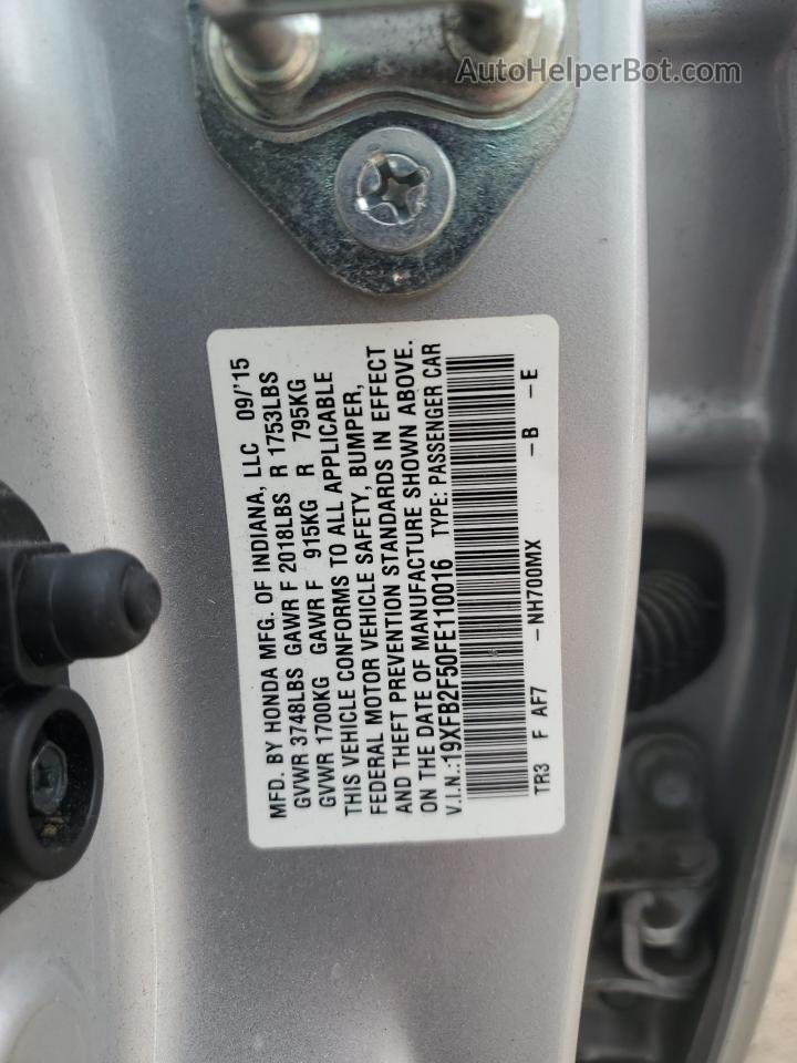 2015 Honda Civic Lx Silver vin: 19XFB2F50FE110016