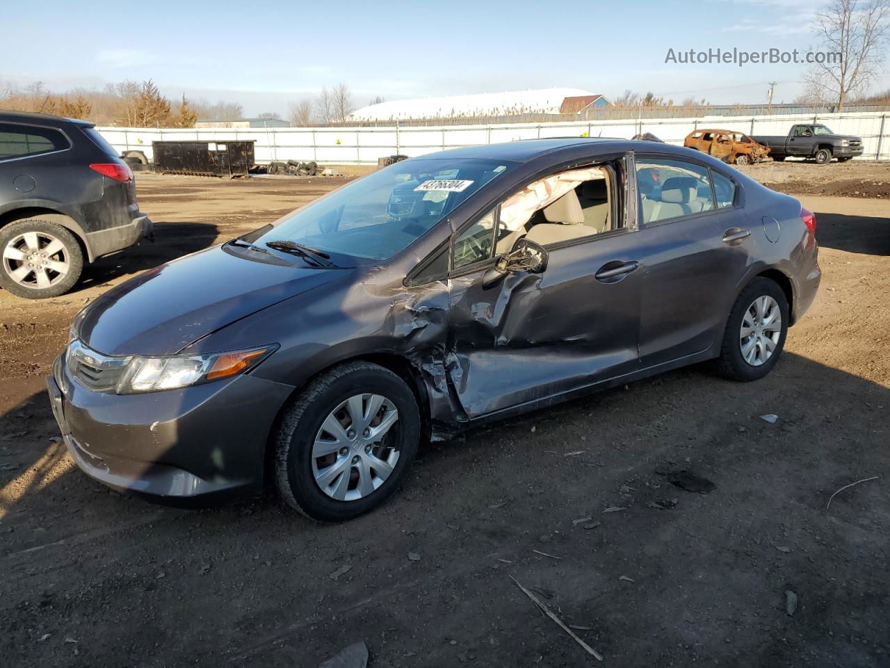 2012 Honda Civic Lx Серый vin: 19XFB2F51CE004797