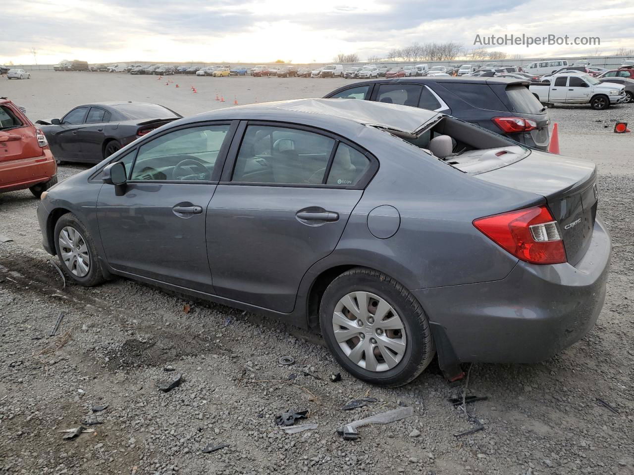 2012 Honda Civic Lx Gray vin: 19XFB2F51CE051019