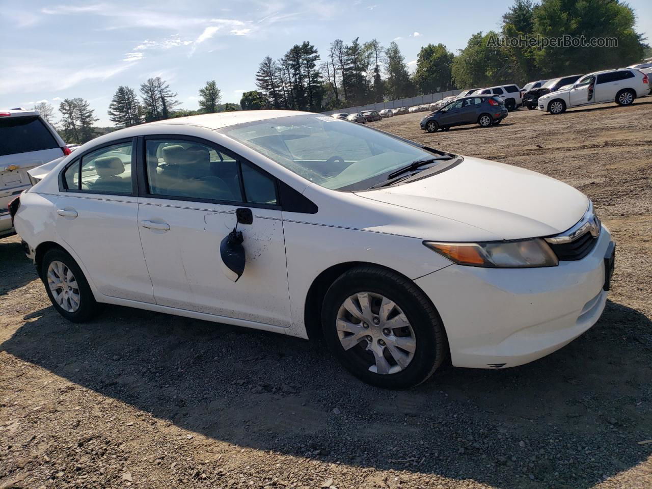 2012 Honda Civic Lx White vin: 19XFB2F51CE343656