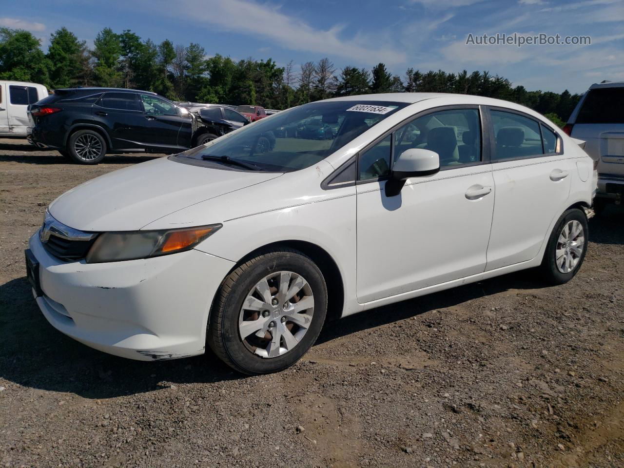 2012 Honda Civic Lx White vin: 19XFB2F51CE343656