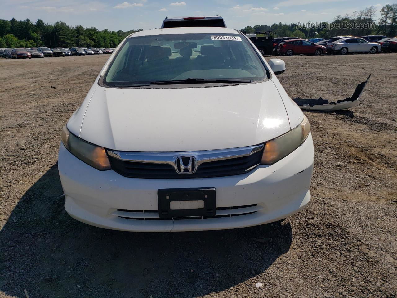 2012 Honda Civic Lx White vin: 19XFB2F51CE343656