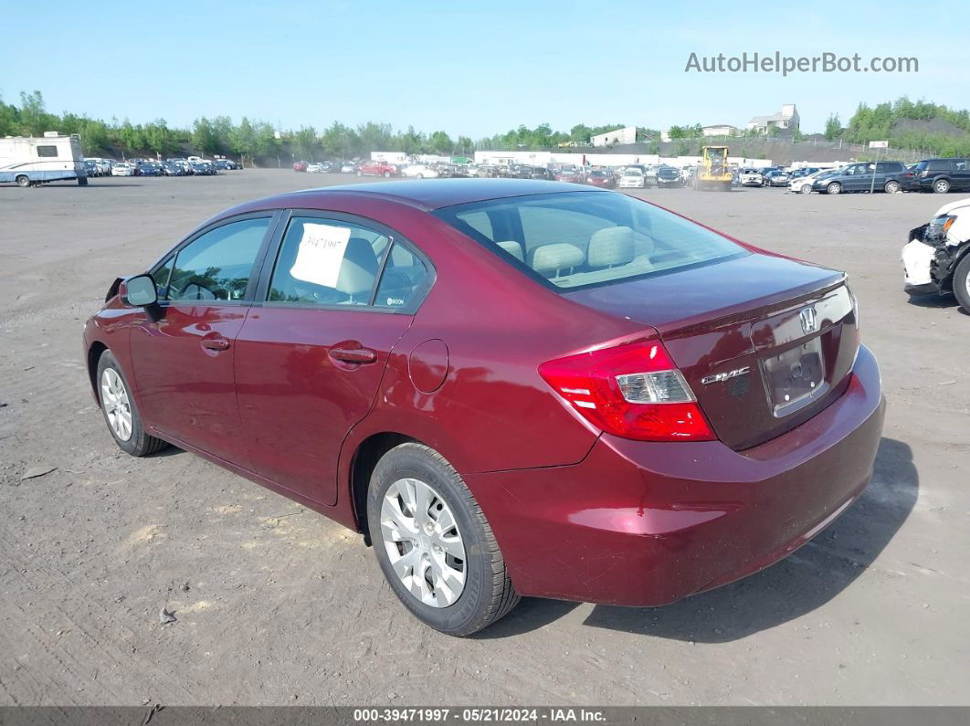 2012 Honda Civic Lx Maroon vin: 19XFB2F51CE372817