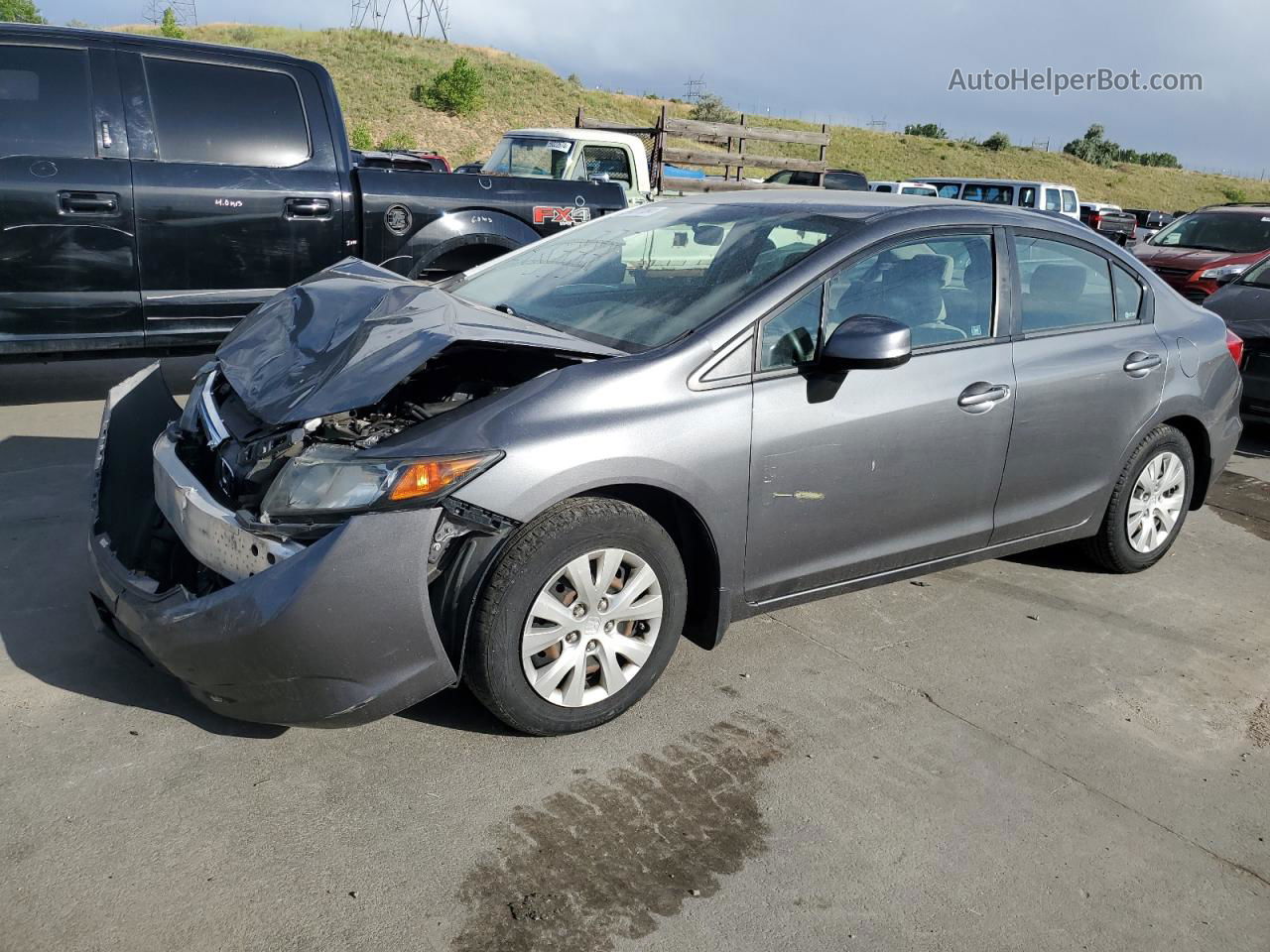 2012 Honda Civic Lx Gray vin: 19XFB2F51CE378987