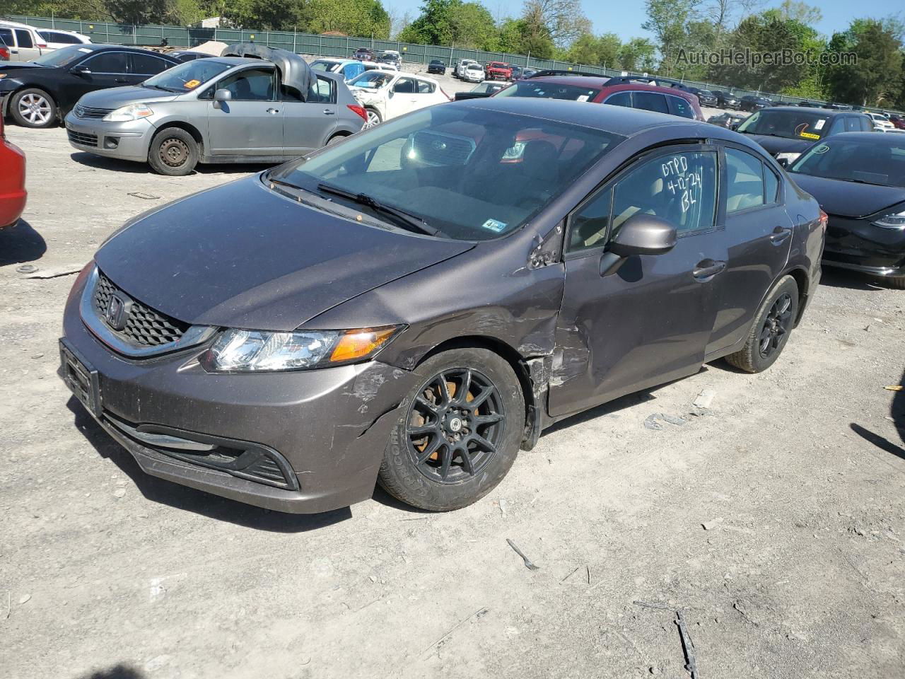 2013 Honda Civic Lx Gray vin: 19XFB2F51DE037378