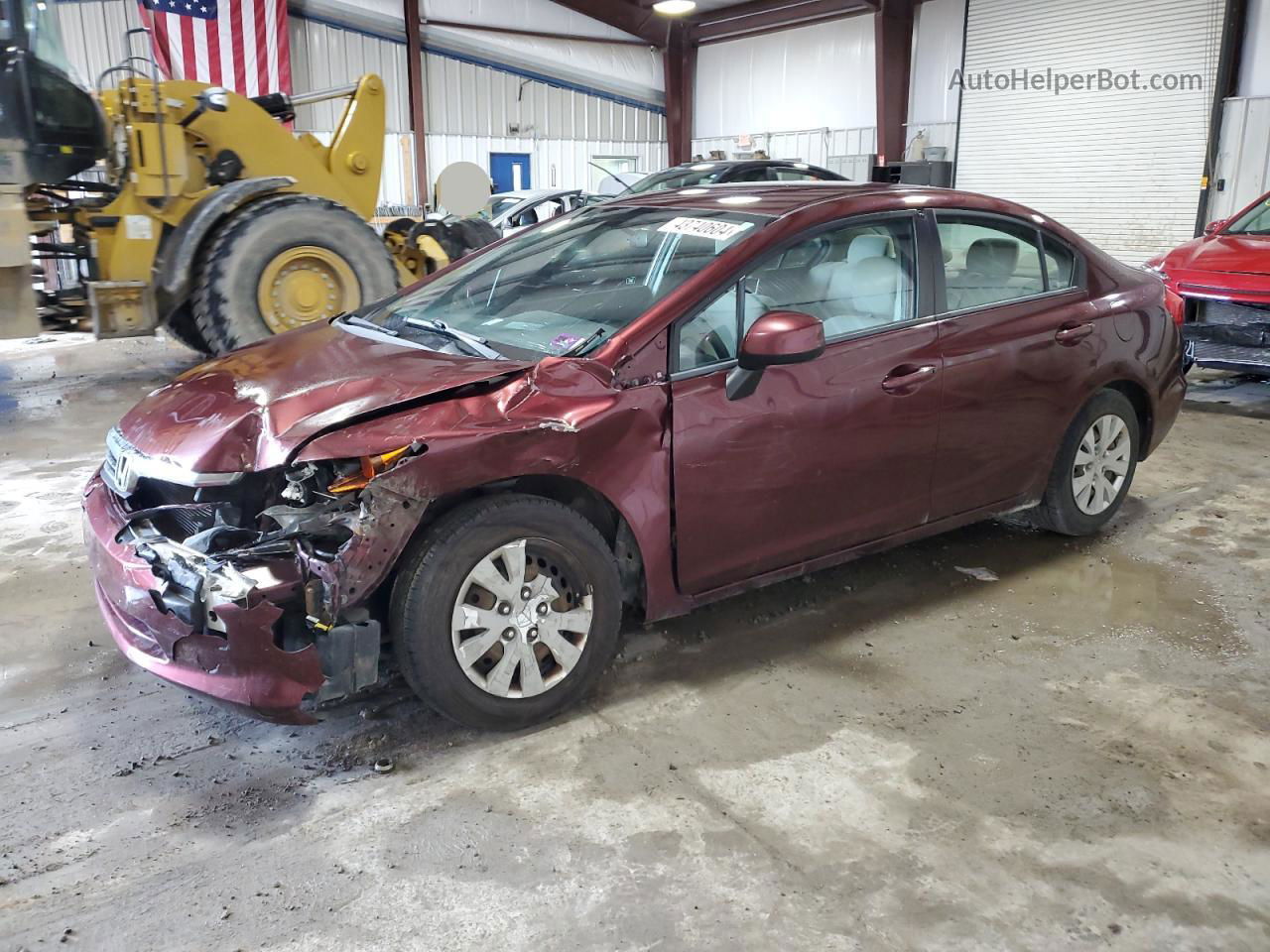 2012 Honda Civic Lx Burgundy vin: 19XFB2F52CE047576