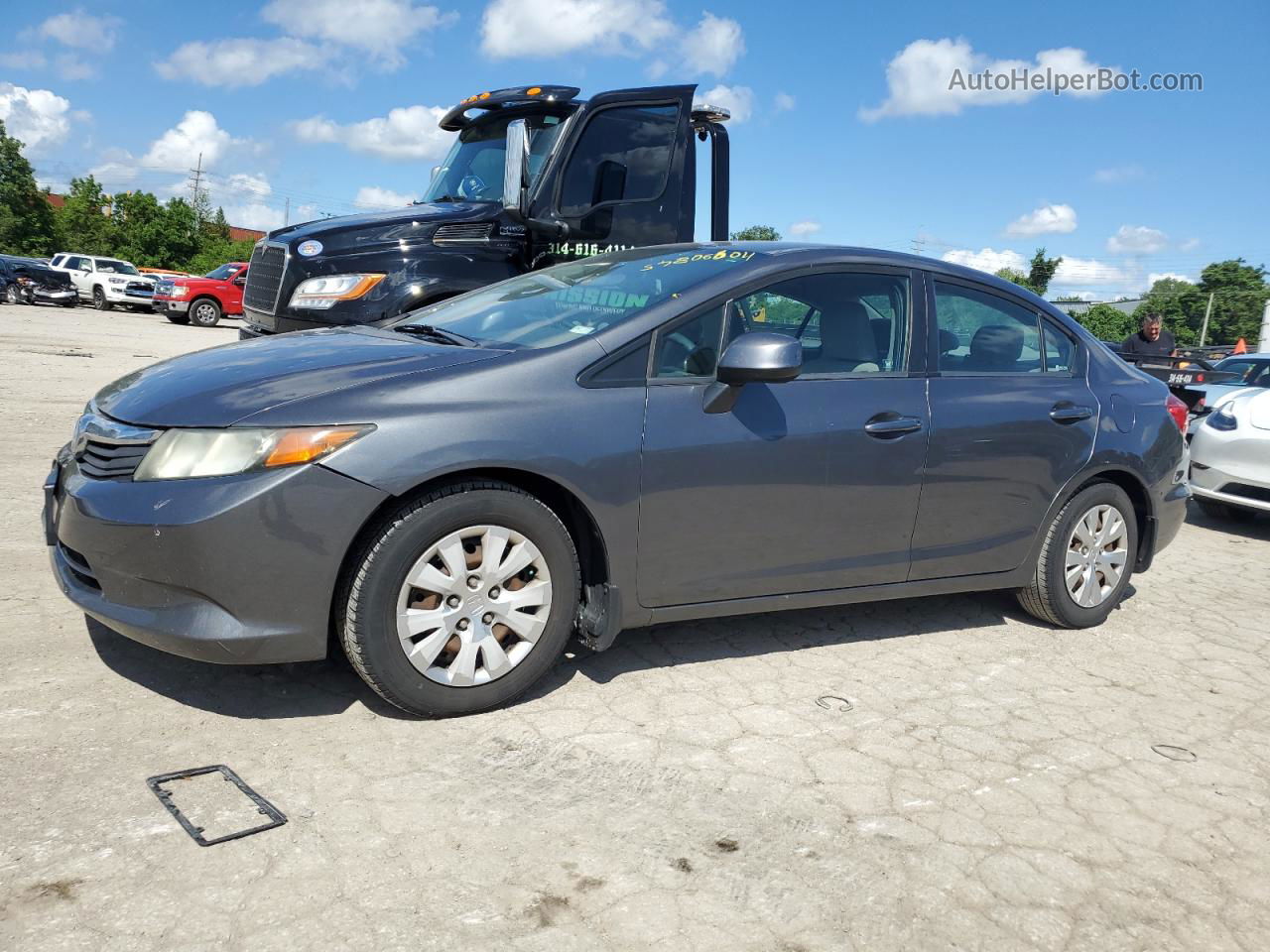 2012 Honda Civic Lx Gray vin: 19XFB2F52CE084644