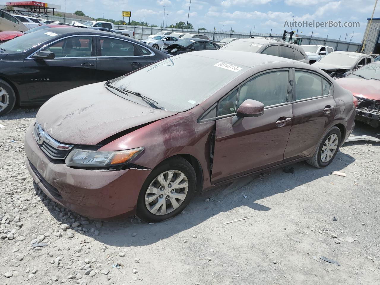 2012 Honda Civic Lx Burgundy vin: 19XFB2F52CE095014