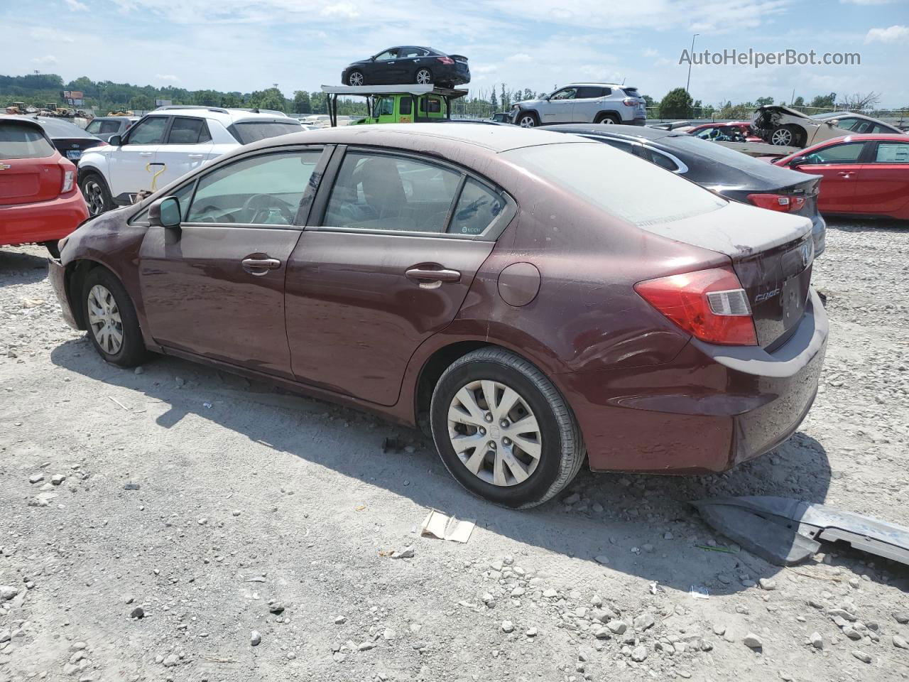 2012 Honda Civic Lx Burgundy vin: 19XFB2F52CE095014