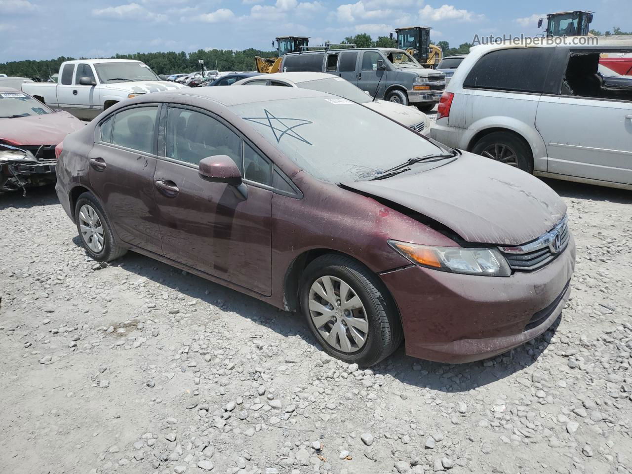 2012 Honda Civic Lx Burgundy vin: 19XFB2F52CE095014