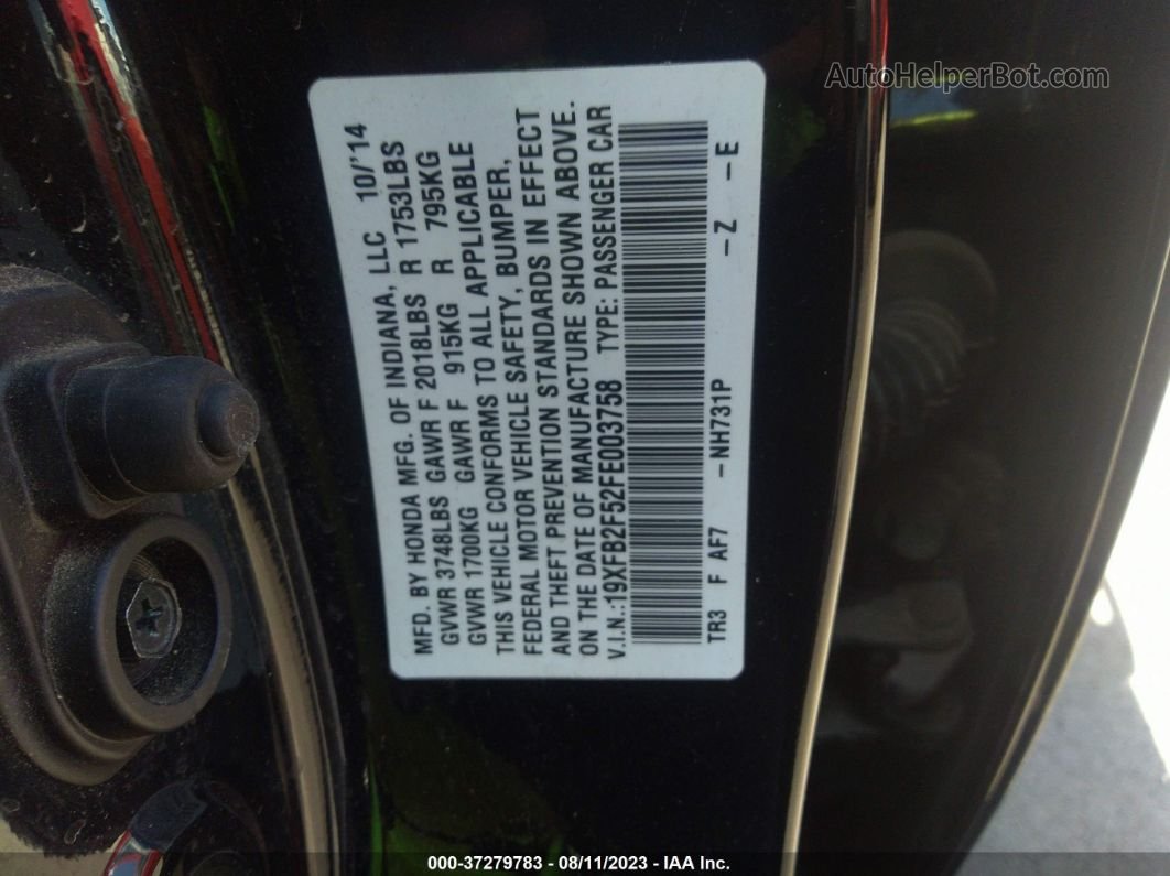 2015 Honda Civic Sedan Lx Black vin: 19XFB2F52FE003758