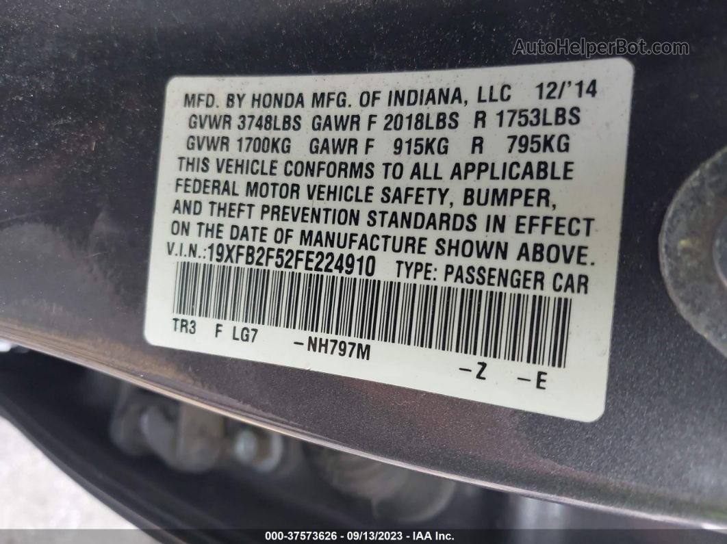 2015 Honda Civic Sedan Lx Gray vin: 19XFB2F52FE224910