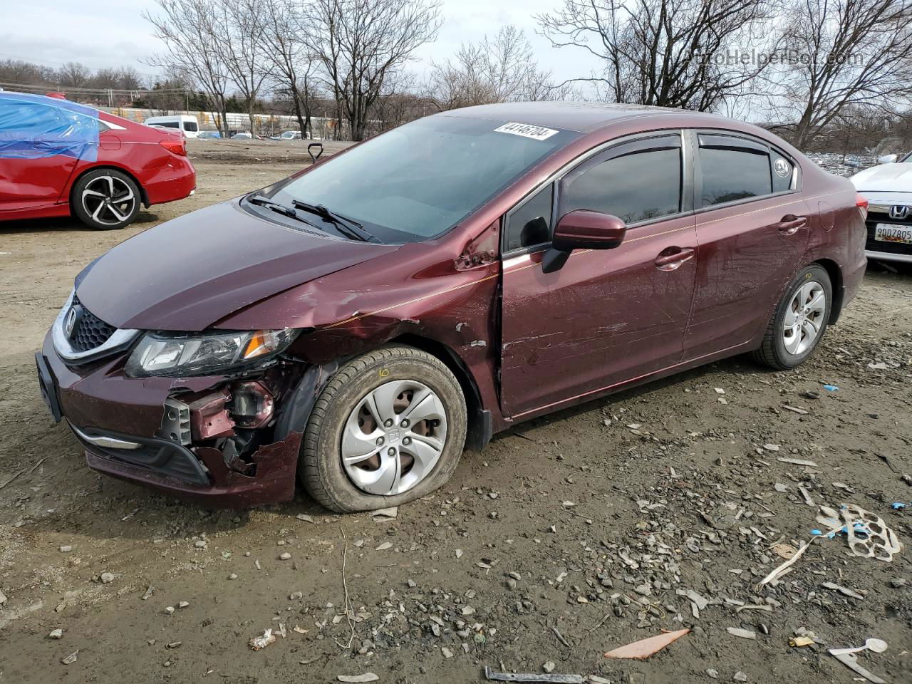 2015 Honda Civic Lx Burgundy vin: 19XFB2F52FE269345