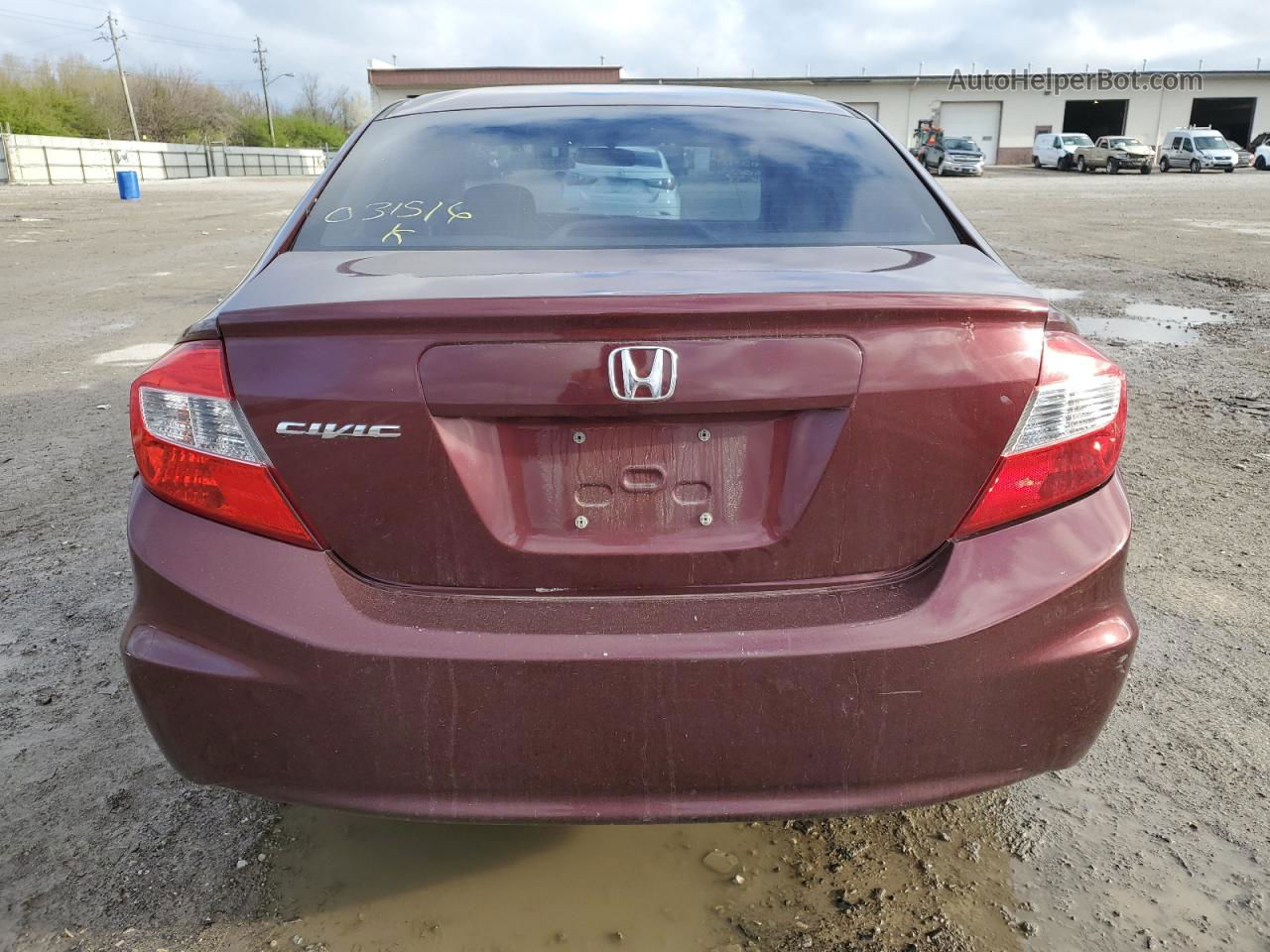 2012 Honda Civic Lx Burgundy vin: 19XFB2F53CE031516