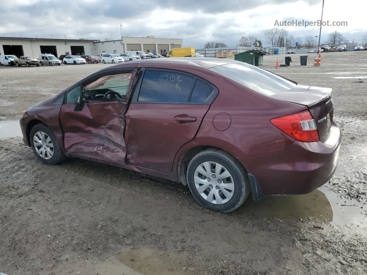 2012 Honda Civic Lx Burgundy vin: 19XFB2F53CE031516