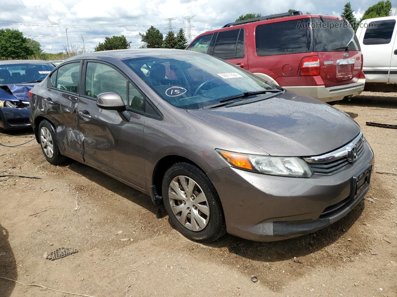 2012 Honda Civic Lx Gray vin: 19XFB2F53CE092641