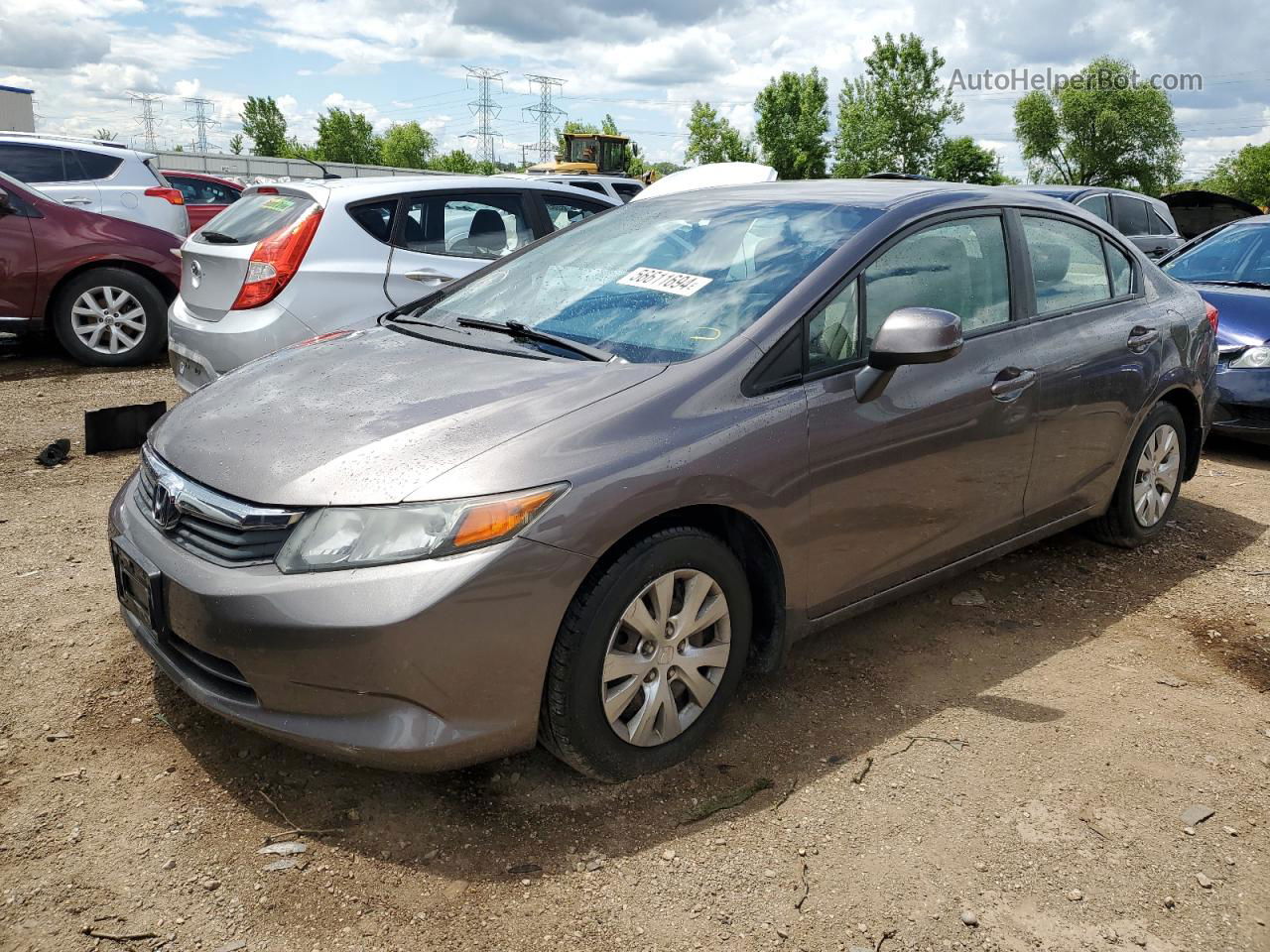 2012 Honda Civic Lx Gray vin: 19XFB2F53CE092641