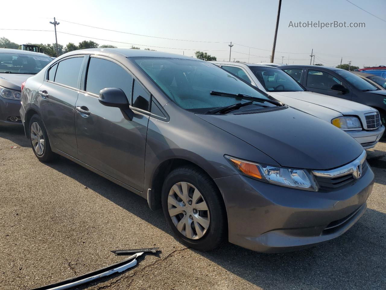 2012 Honda Civic Lx Gray vin: 19XFB2F53CE108806