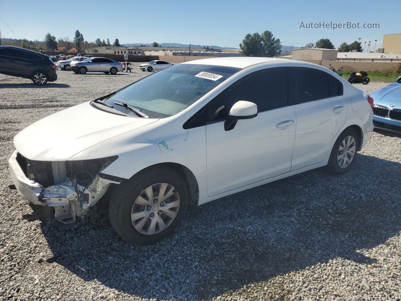 2012 Honda Civic Lx White vin: 19XFB2F53CE358420