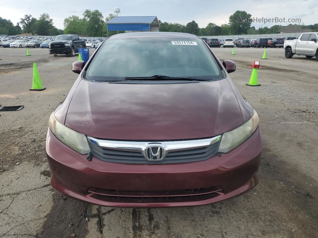 2012 Honda Civic Lx Burgundy vin: 19XFB2F53CE386685