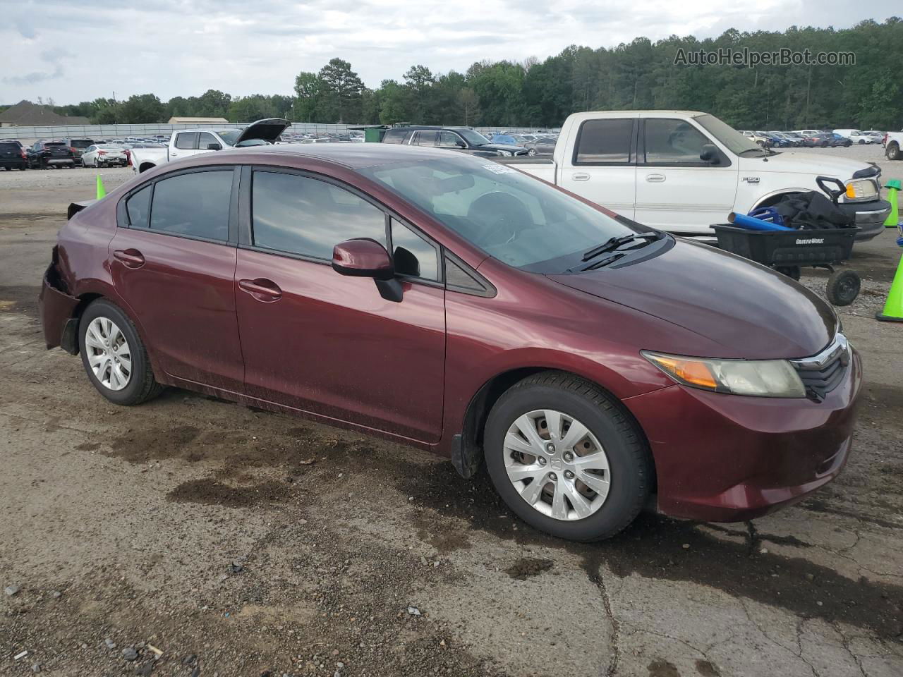 2012 Honda Civic Lx Burgundy vin: 19XFB2F53CE386685