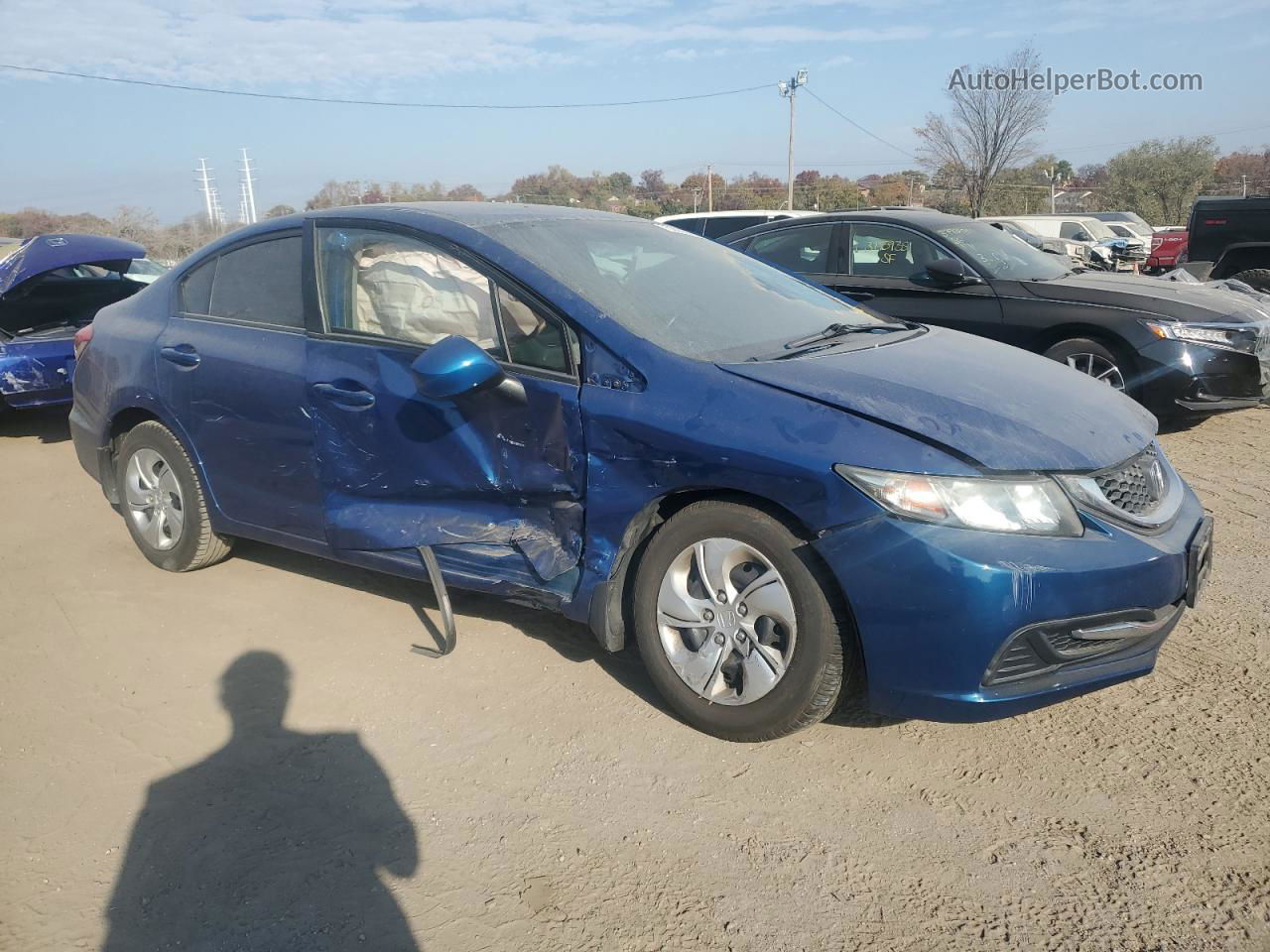 2013 Honda Civic Lx Blue vin: 19XFB2F53DE097694