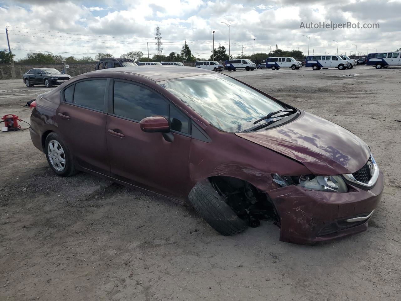 2014 Honda Civic Lx Burgundy vin: 19XFB2F53EE031843