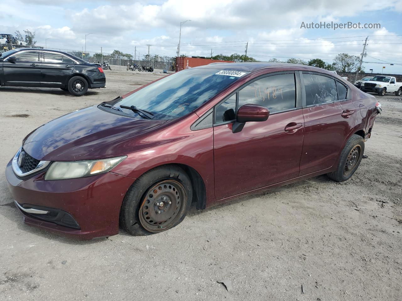 2014 Honda Civic Lx Burgundy vin: 19XFB2F53EE031843