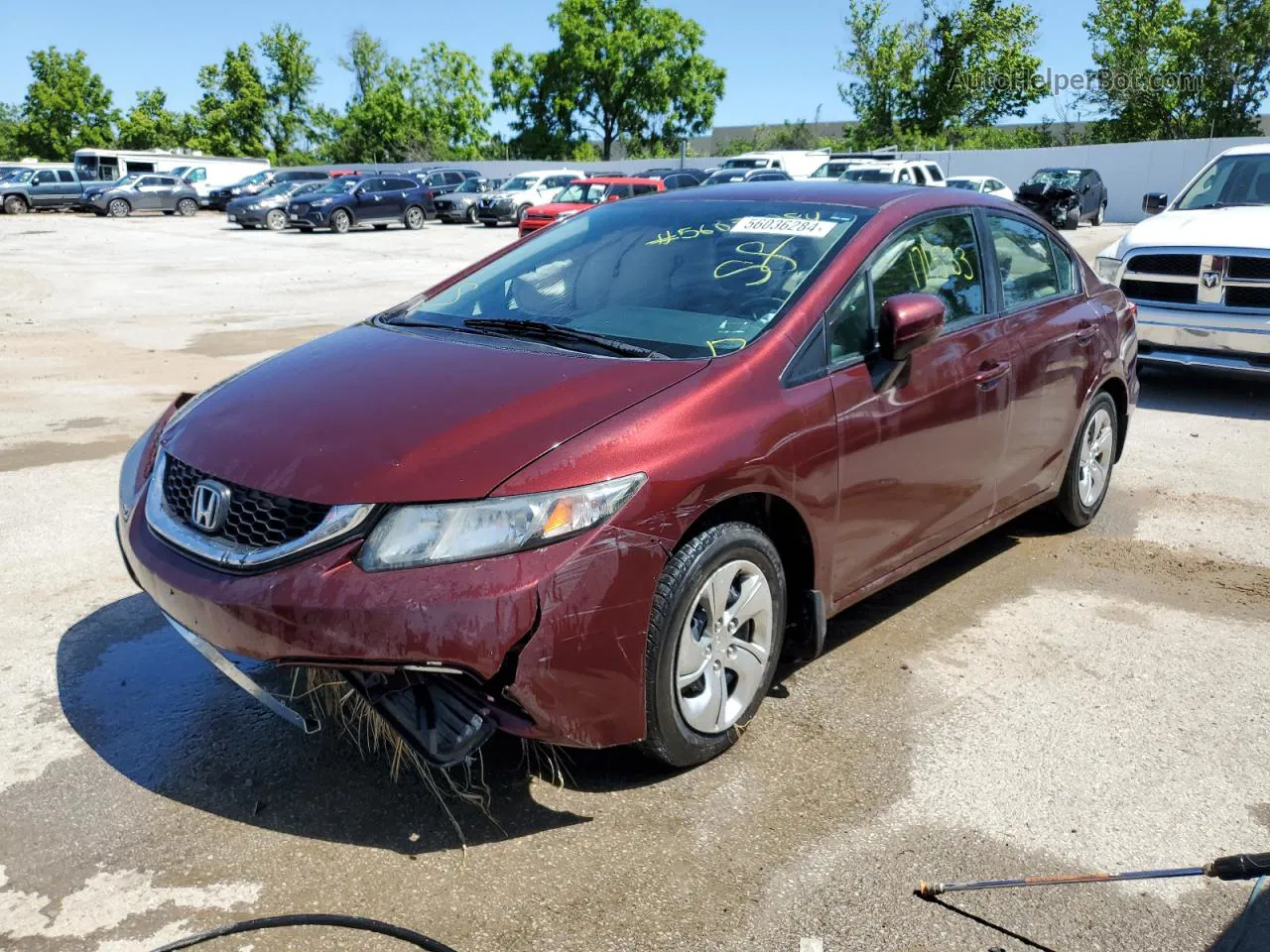 2014 Honda Civic Lx Burgundy vin: 19XFB2F53EE067628