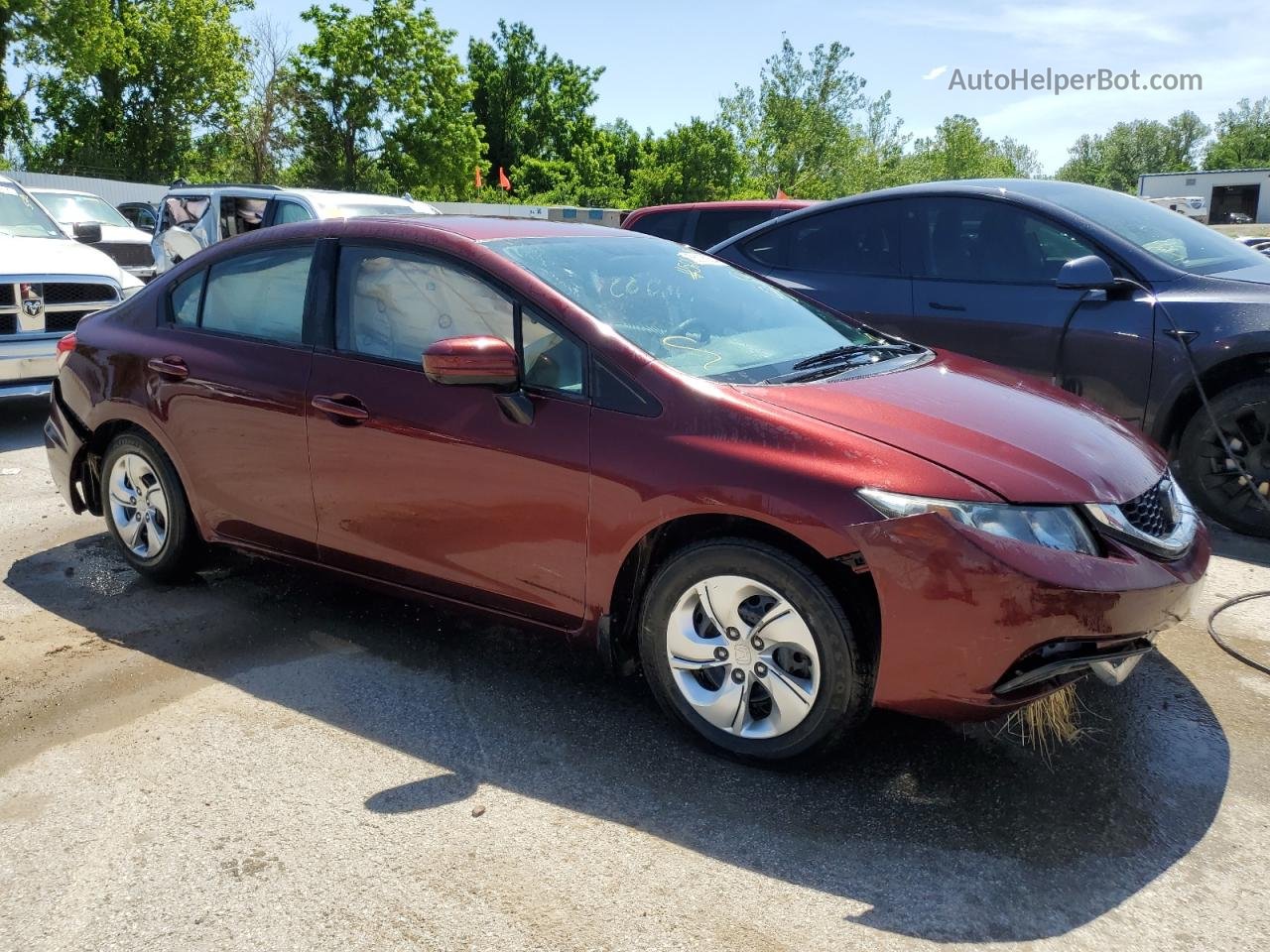 2014 Honda Civic Lx Burgundy vin: 19XFB2F53EE067628