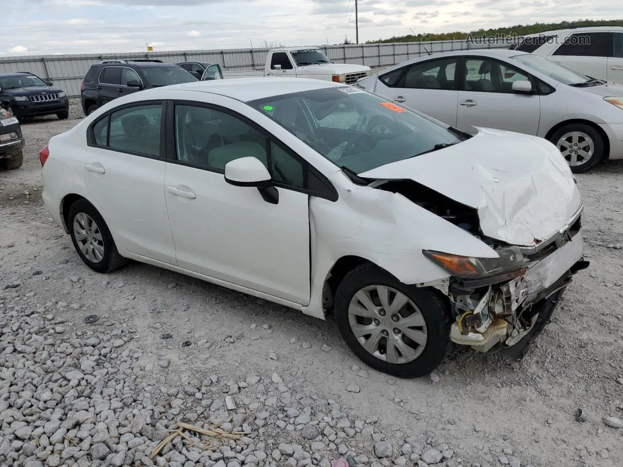 2012 Honda Civic Lx White vin: 19XFB2F54CE065738