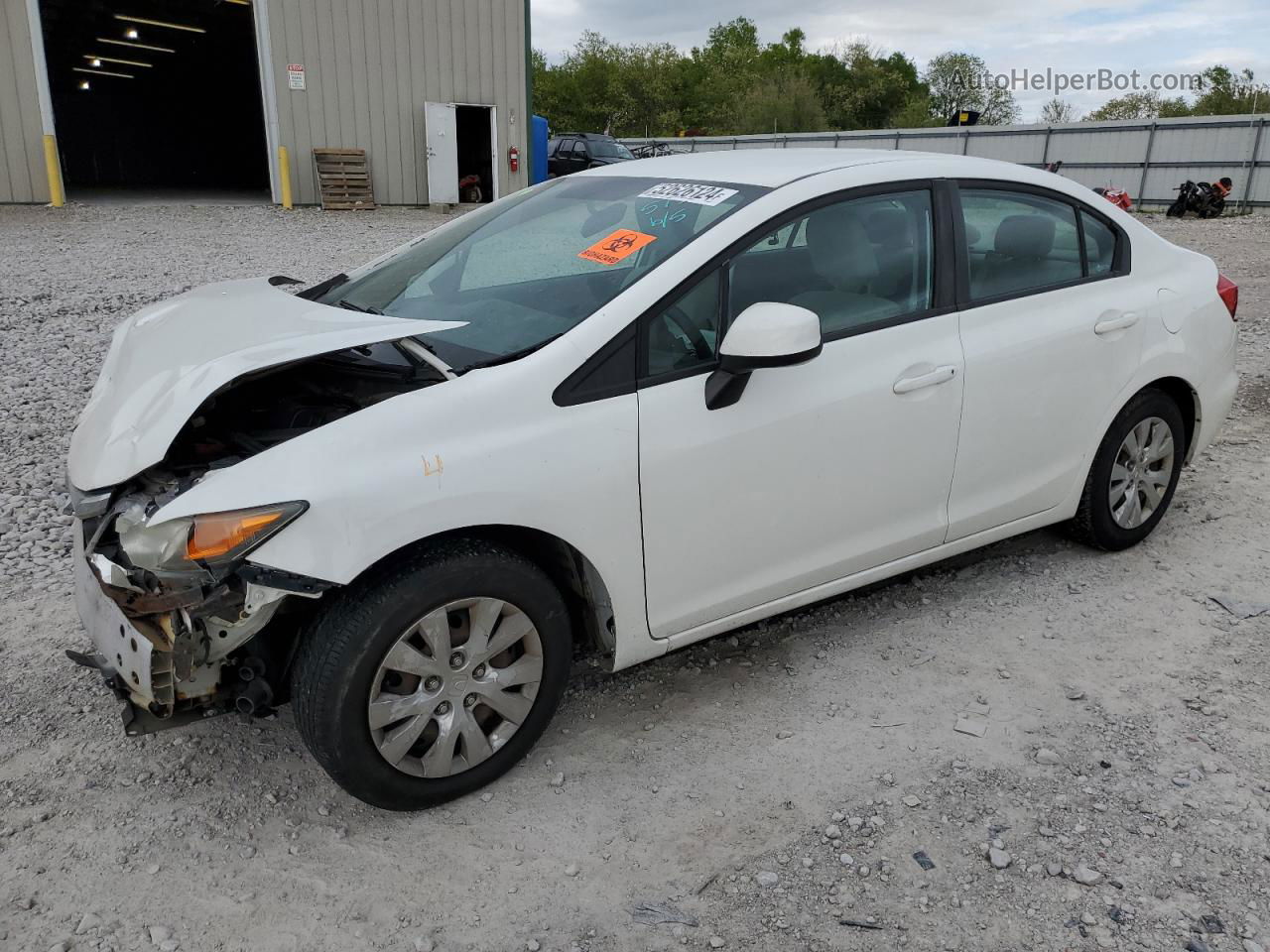 2012 Honda Civic Lx White vin: 19XFB2F54CE065738