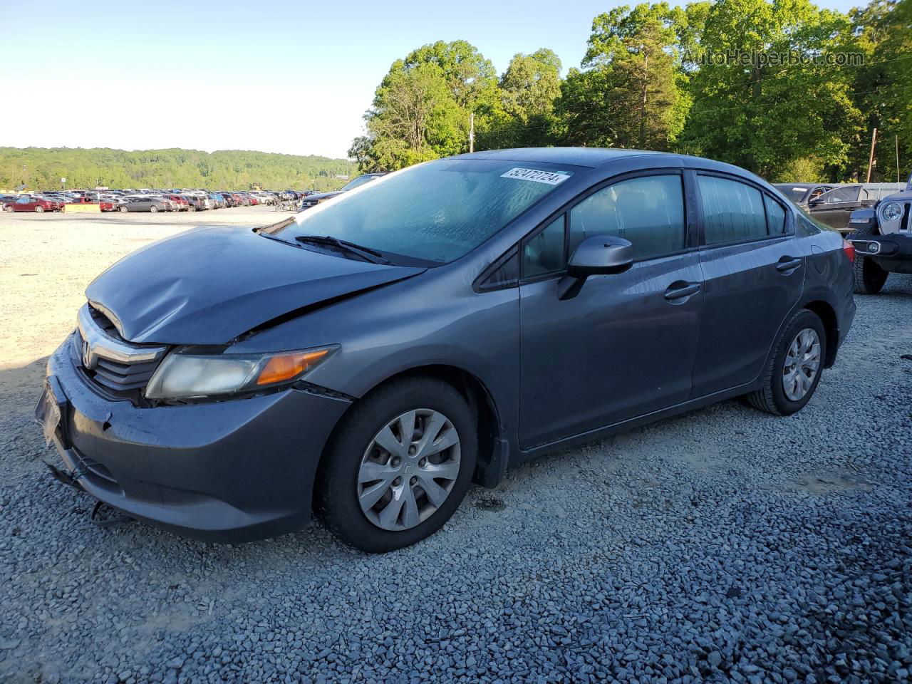 2012 Honda Civic Lx Gray vin: 19XFB2F54CE093247