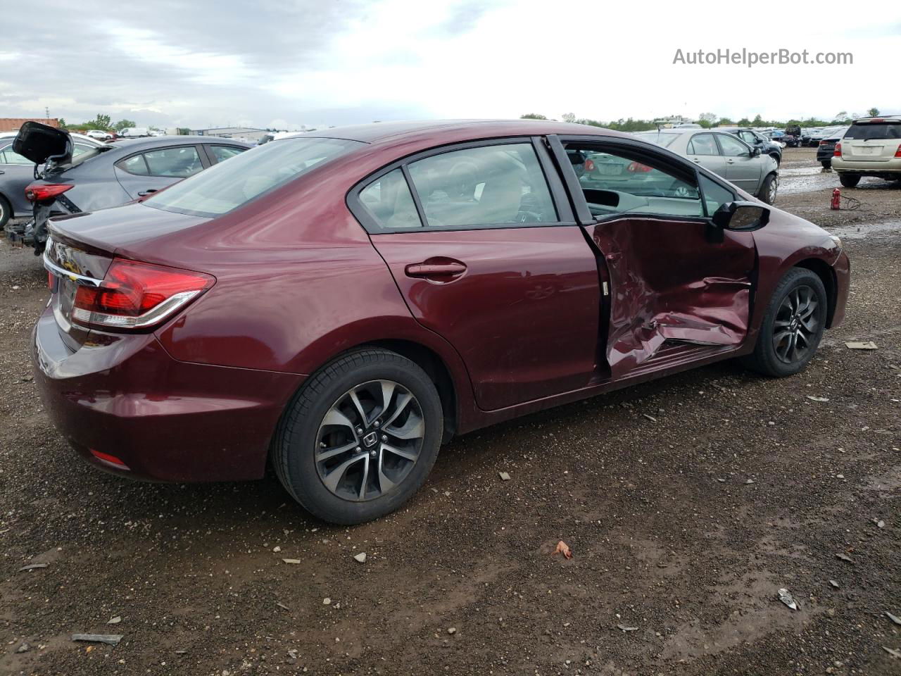 2013 Honda Civic Lx Burgundy vin: 19XFB2F54DE007775